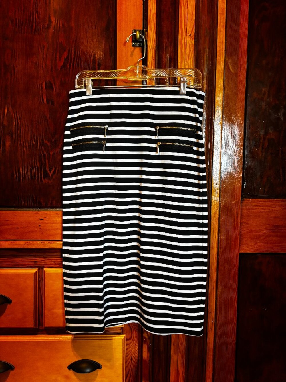 Grace Elements Black & White Striped Pencil Skirt Size Medium